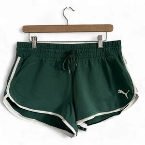 Puma Green Athletic Shorts with White Trim